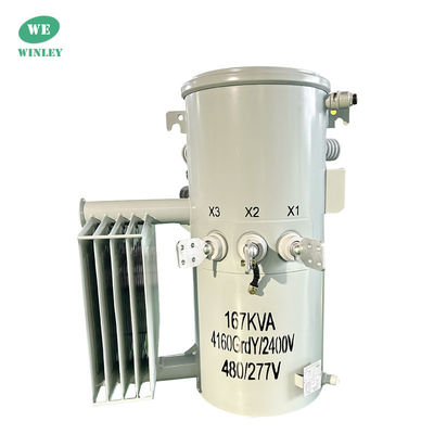 kupować 167Kva Jednopasowy Transformator Zmontowany na Biegunie Stop Down 12,47KV Transformator Nalowany na Oleju ANSI IEEE DOE 2016 Standardy Pojemności Powierzchniowej Transformator produkcja online