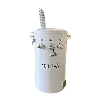 100KVA Jednopasowy transformator słupów zasilania Typ oleju Podwójne zawijanie 34,5KV do 120V