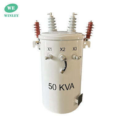 50kva Jednopasowy słupkowo zamontowany transformator oleju zanurzonego 12,47KV 304SS ANSI / IEEE C57